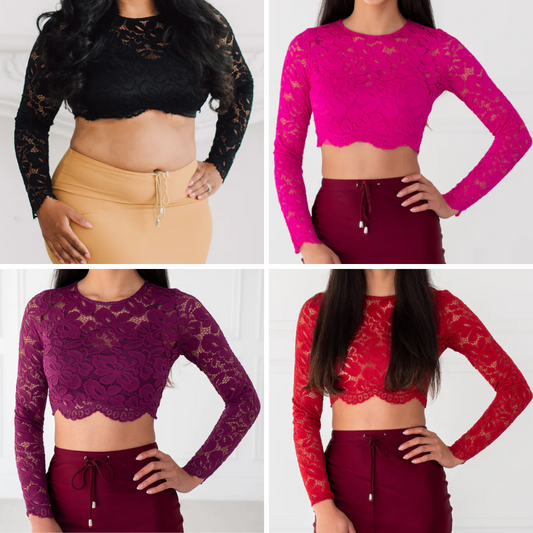 Imperfect Long Sleeve Lace Crop Top