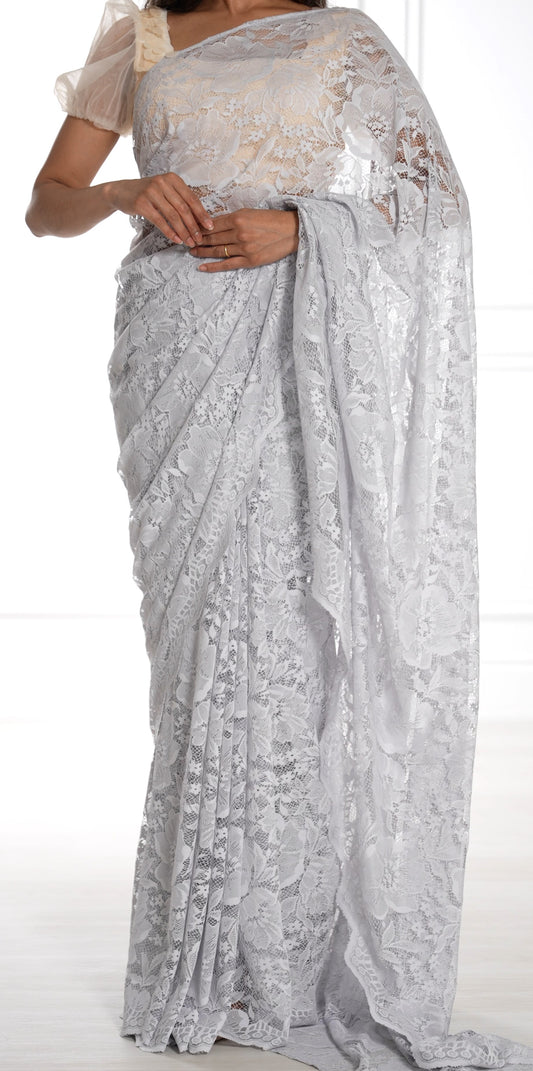 Silver Lace Saree (Pre-Order Mar 10)