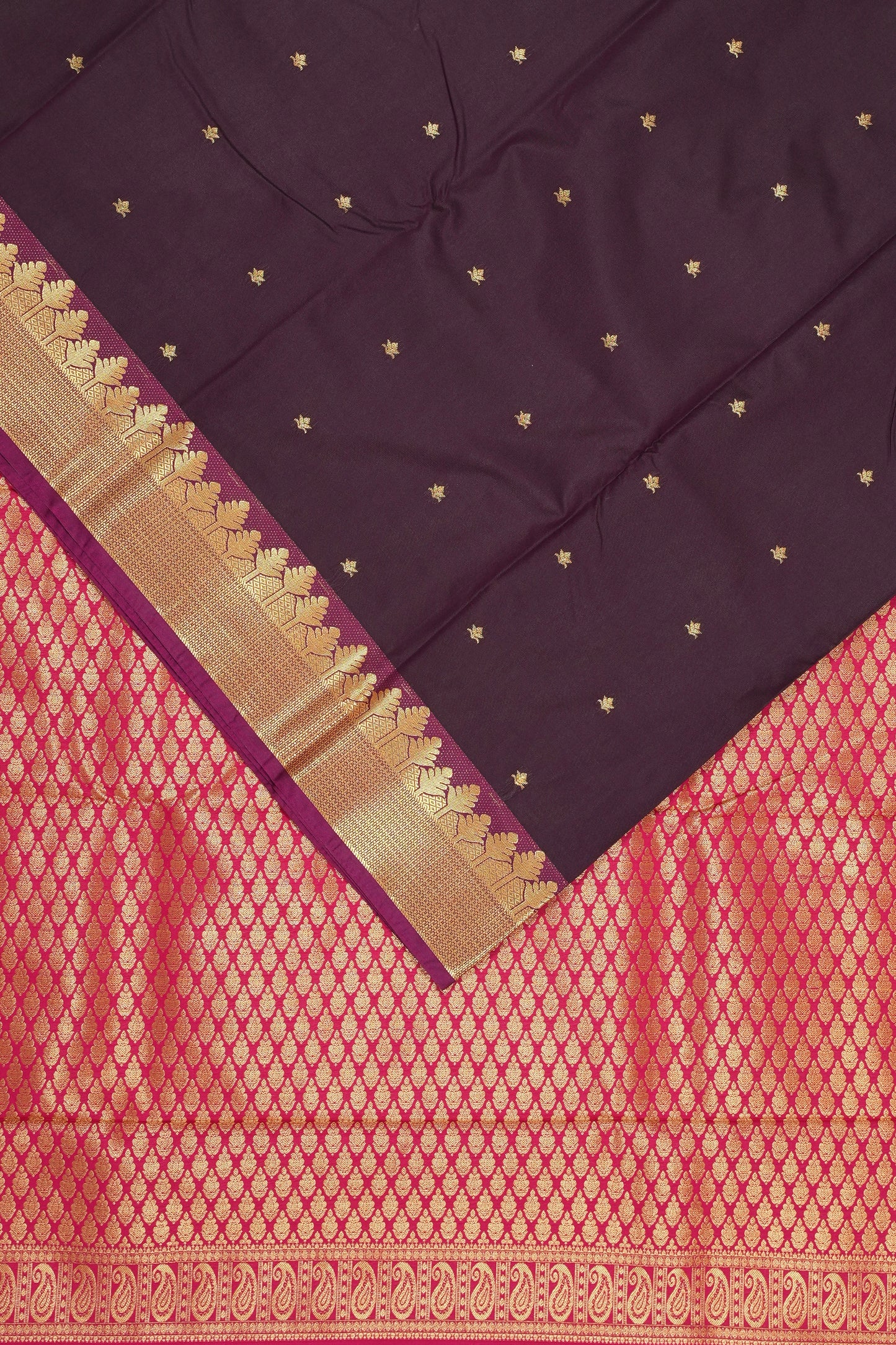 Dark Plum Semi Silk Saree (Ready-To-Ship)