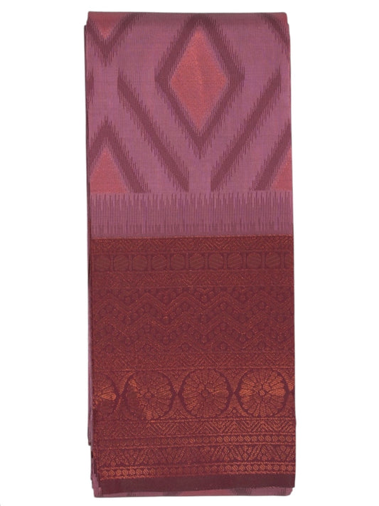 Dark Pink & Maroon Diamond Kanchi Cotton Saree (Ready-To-Ship)