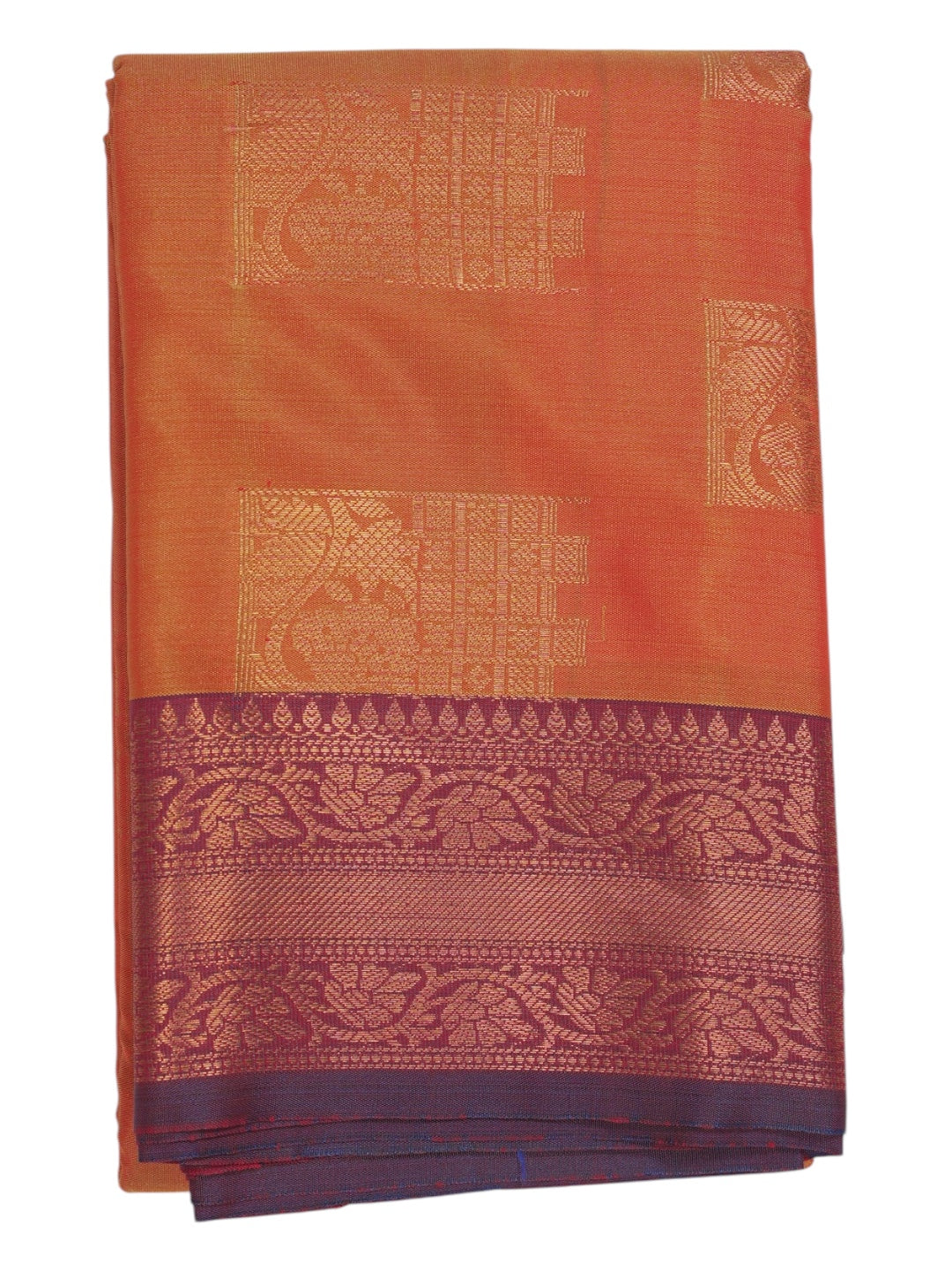 Tangerine Semi Silk Saree (Ready-To-Ship)