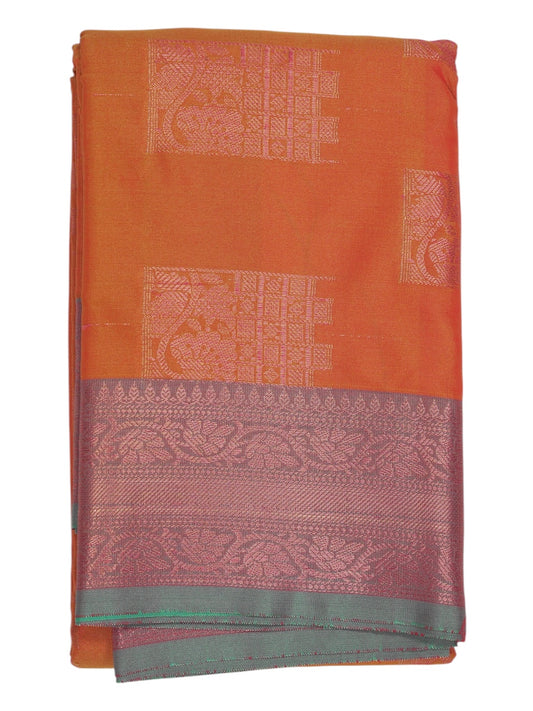 Apricot Orange Semi Silk Saree (Ready-To-Ship)