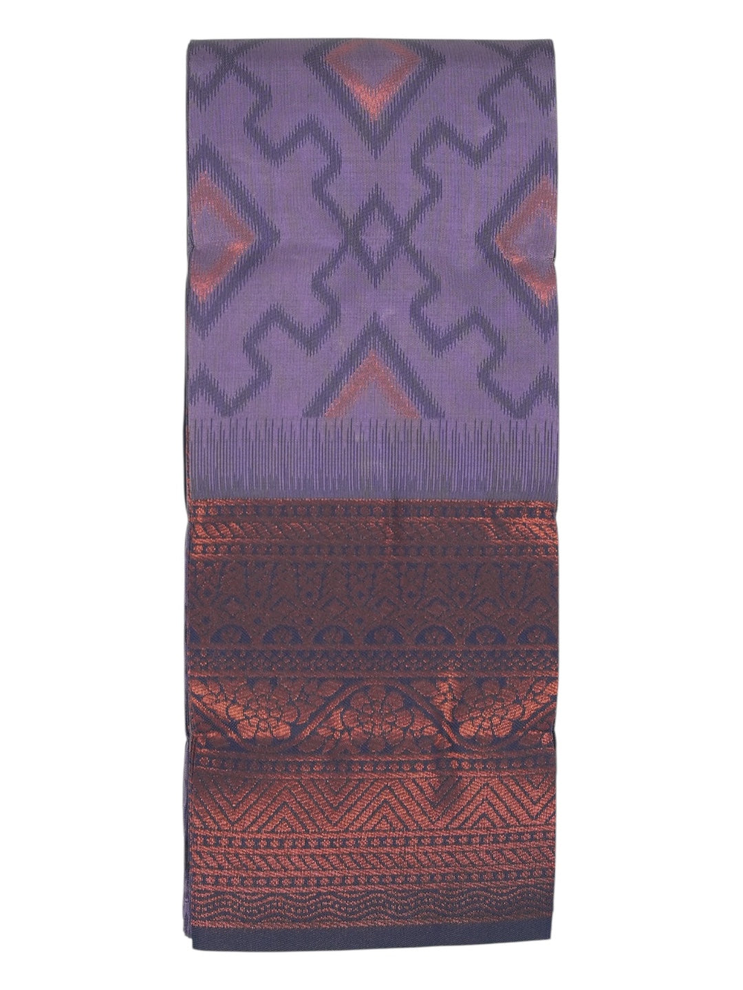 Lavender Geometric Kanchi Cotton Saree (Ready-To-Ship)