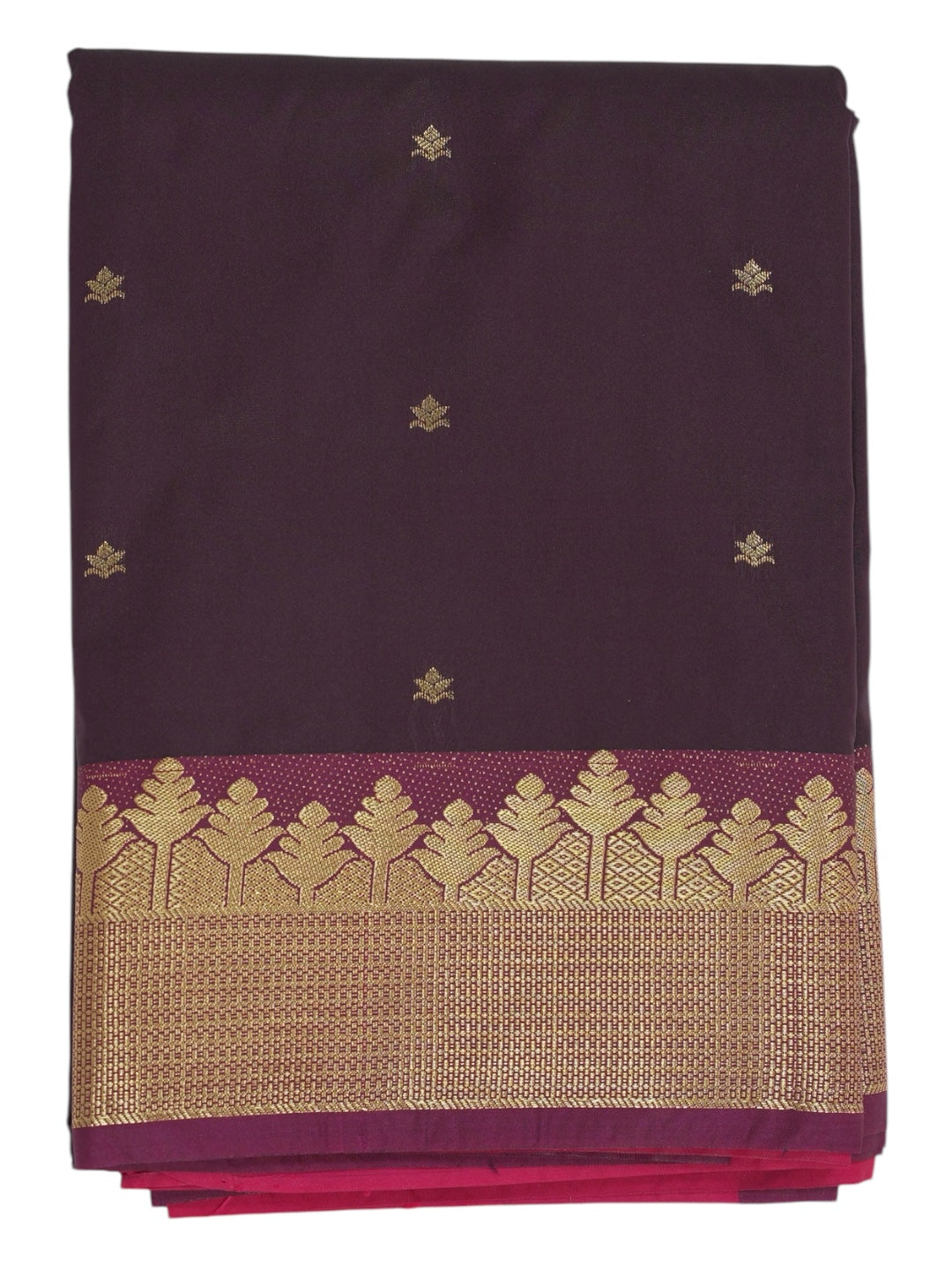 Dark Plum Semi Silk Saree (Ready-To-Ship)