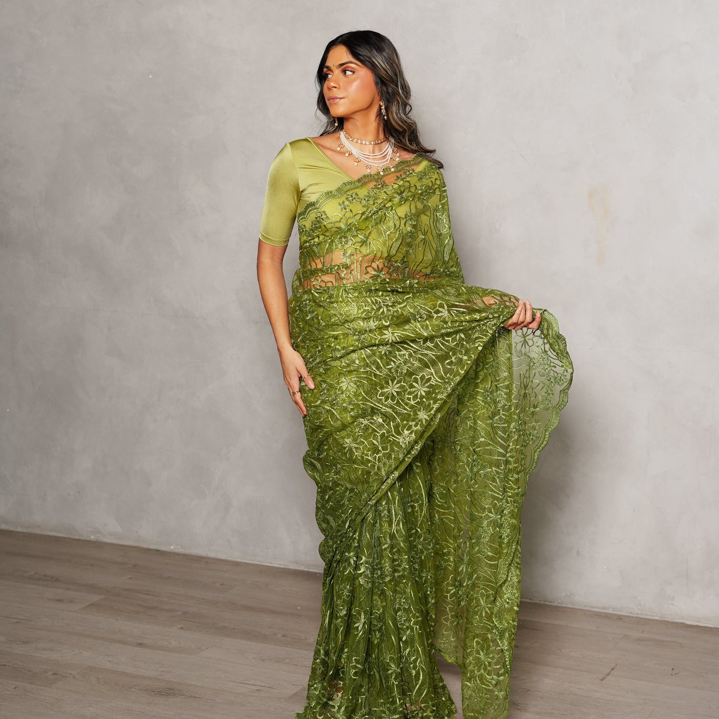 Olive V-Neck Luxe Blouse