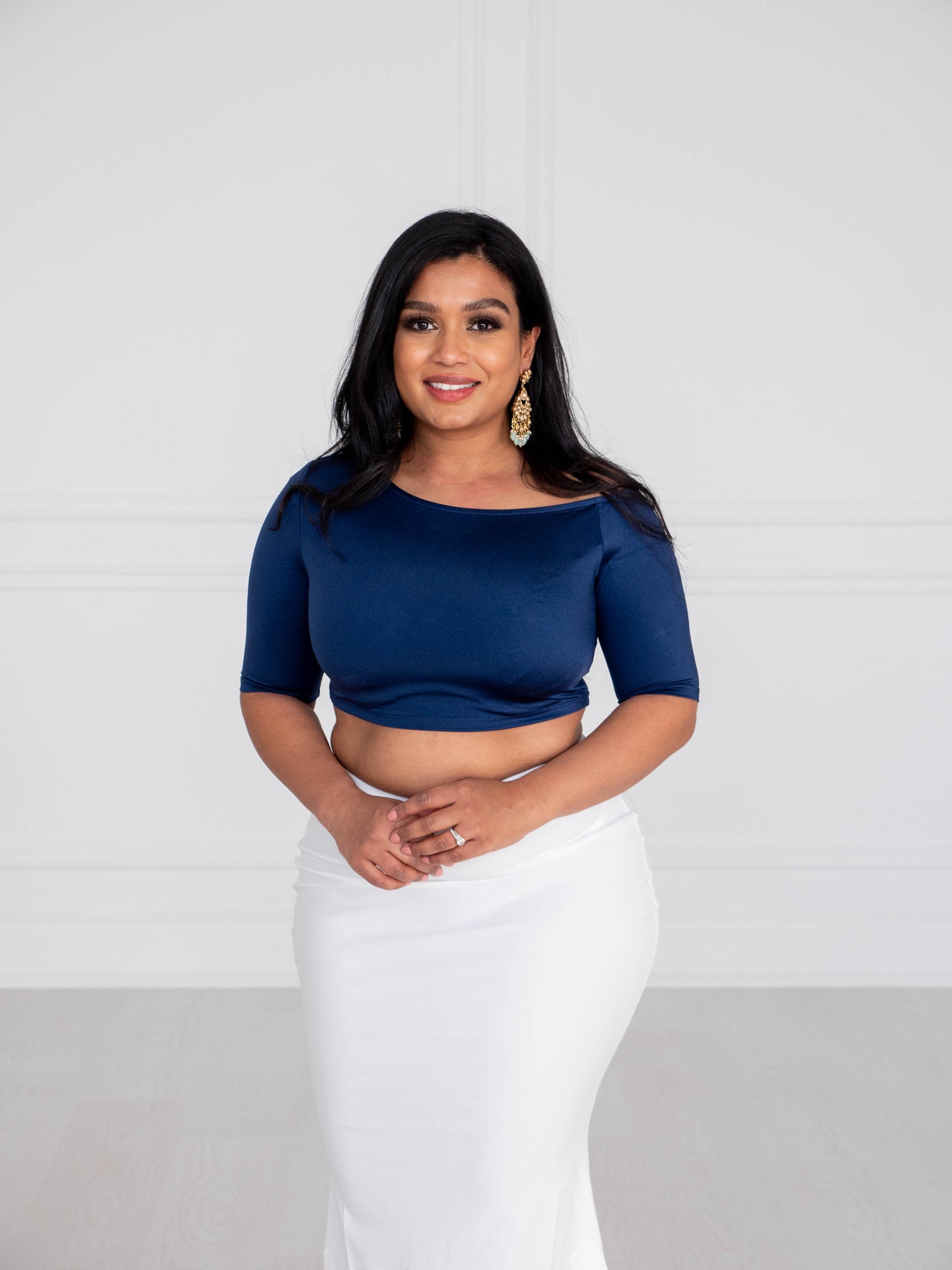 Sapphire Off One Shoulder Luxe Blouse