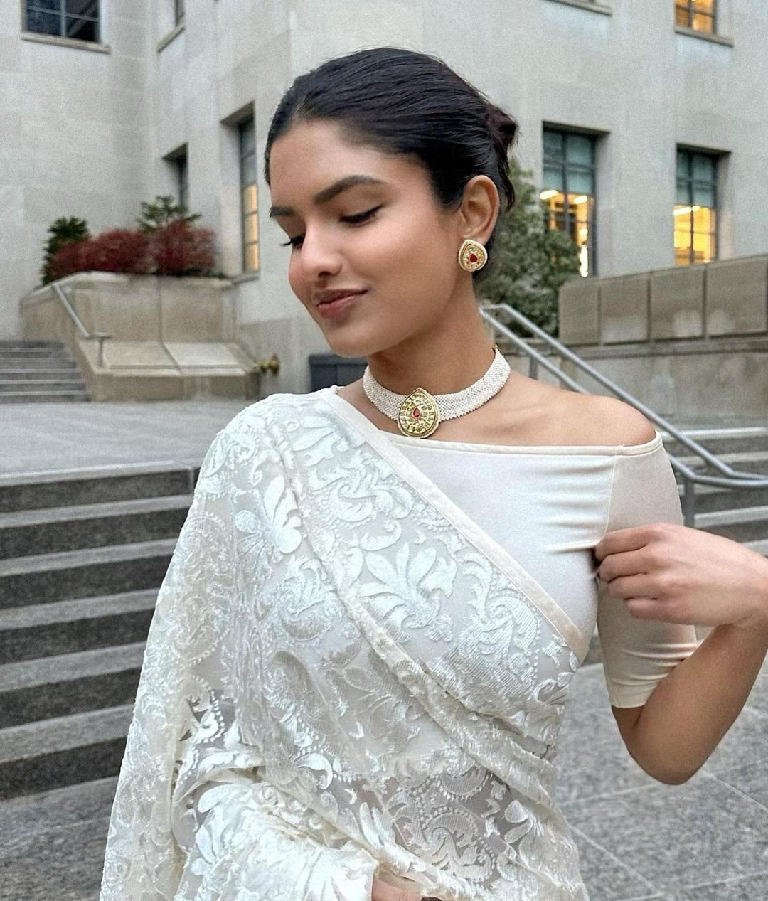 Ivory Off One Shoulder Luxe Blouse