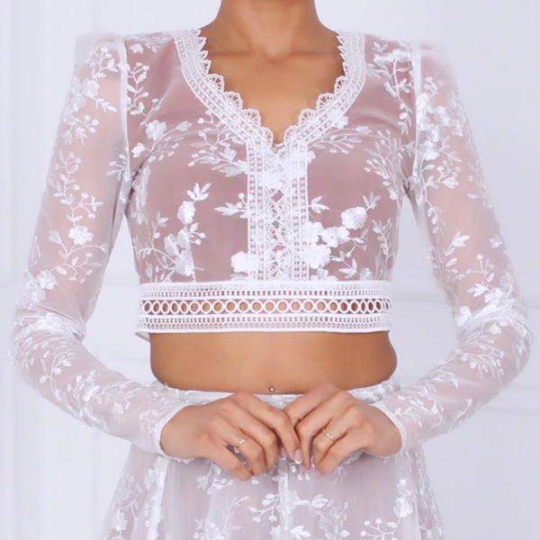 Long Sleeve Lace Crop Top– TiaBhuva.com