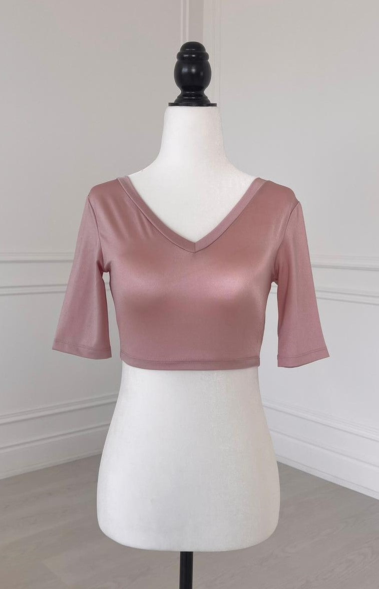 Dusty Rose V-Neck Luxe Blouse